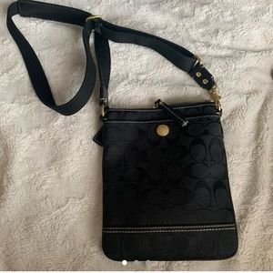 black monogram crossbody coach bag